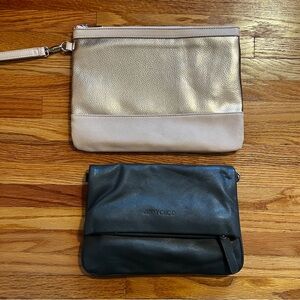 Rose gold and grey clutches